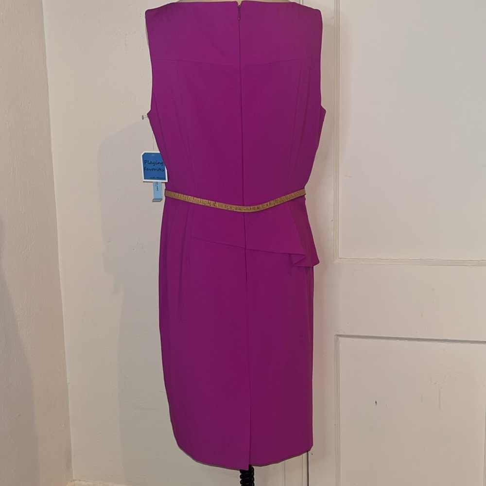 NWT Antonio Melani Tiago Belted Peplum Sheath Dress Fuchsia Pink Size 14 - Picture 2 of 5